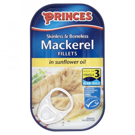 Princes Mackerel Fillets in Sunflower Oil Pack of 10×125 g