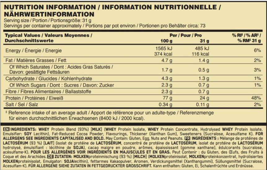 Optimum Nutrition Gold Standard Chocolate 100% Whey, Pack of 1.67kg