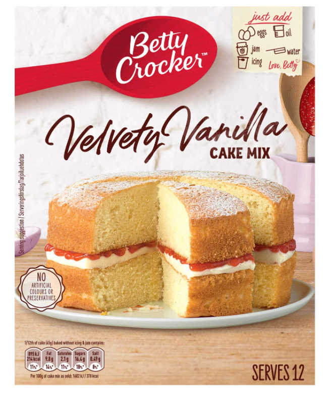 Betty Crocker Velvety Vanilla Cake Mix Pack of 4x425g