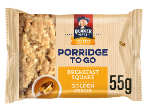 Quaker Oats Porridge To Go Breakfast Squares Variety Pack of 18 x 55g