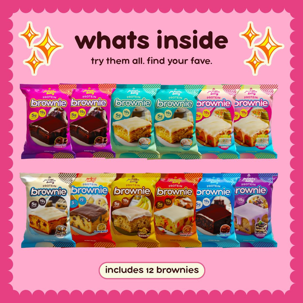 Prime Bites Protein Brownie | High Protein, Collagen Fortified Low Sugar Treat |12 Bars per Box (Buy 1 get 2)