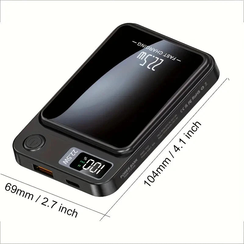 10000mAh Mobile Power Bank, 22.5W/PD20W Super Fast Charge, Magnetic Suction