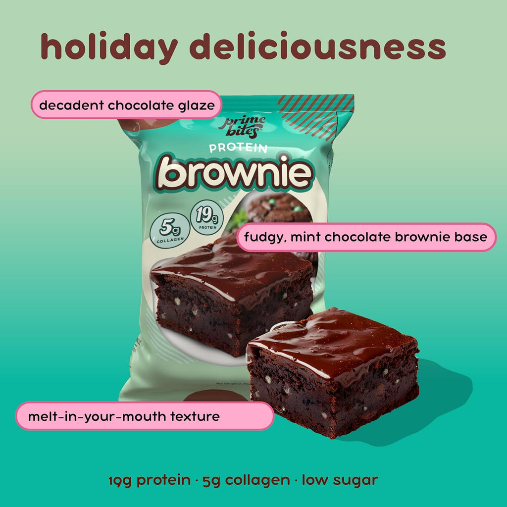 Prime Bites Protein Brownie | High Protein, Collagen Fortified Low Sugar Treat |12 Bars per Box (Buy 1 get 2)