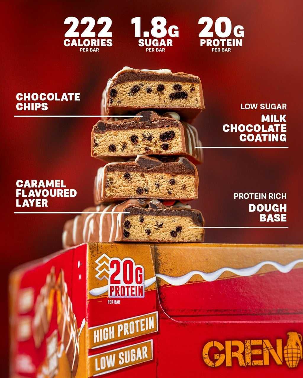Grenade High Protein, Low Sugar Bar -12 x 60 g
