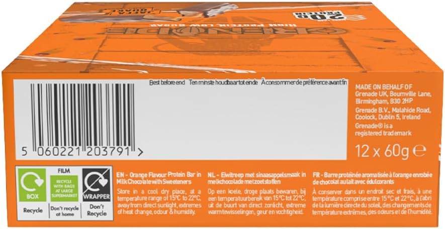 Grenade High Protein, Low Sugar Bar -12 x 60 g
