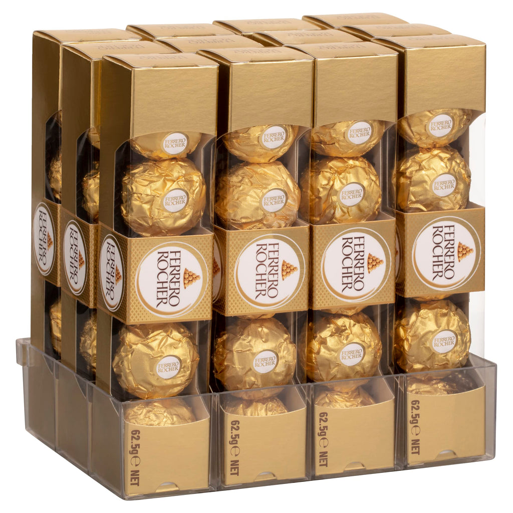 Ferrero Rocher Premium Pralines Milk   Hazelnut Chocolate Gift Boxes, Individually Wrapped Gifts, 12 Packs (62.5g each)