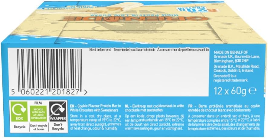 Grenade High Protein, Low Sugar Bar -12 x 60 g