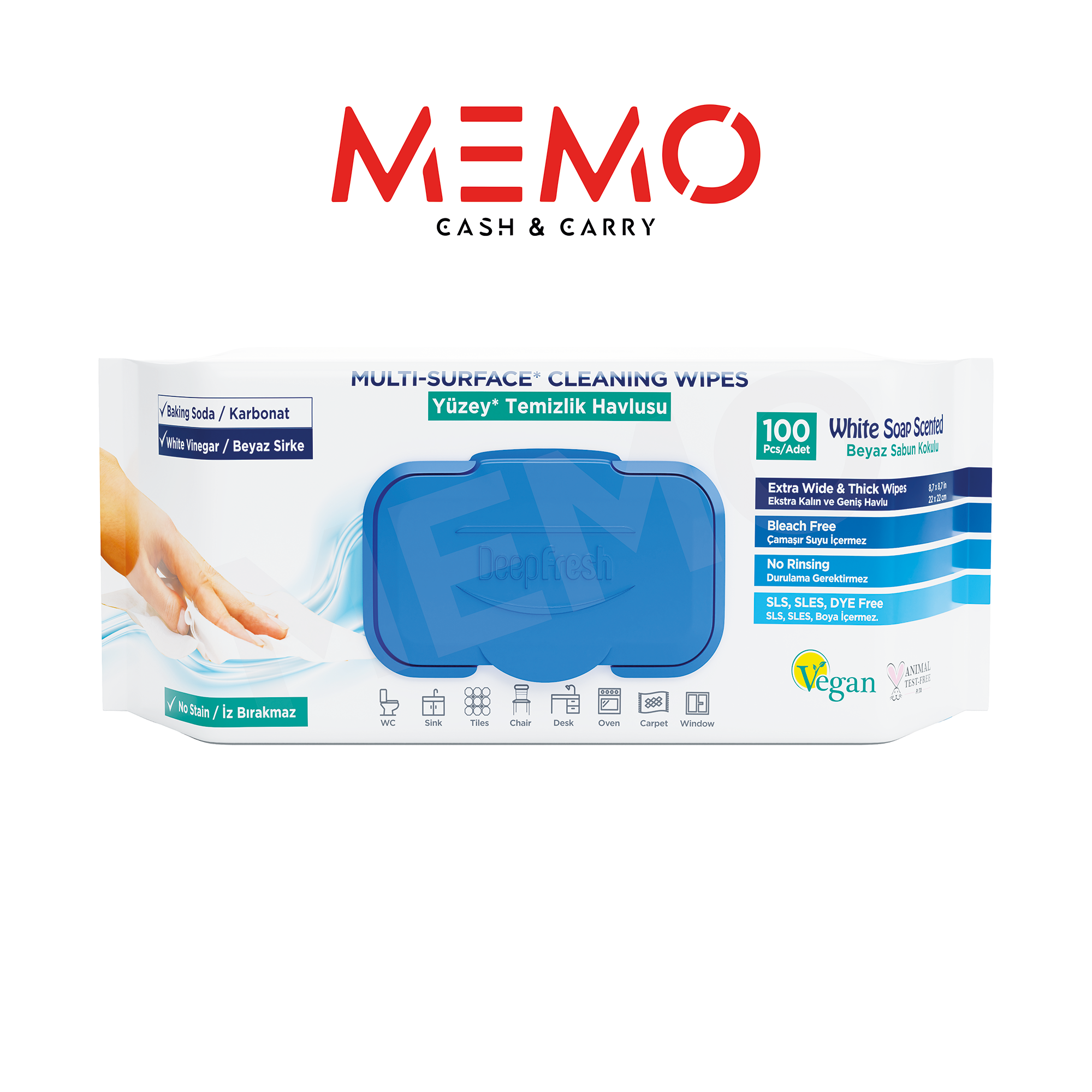 DEEP FRESH White Soap Scented Multi Surface Cleaning Wipes – 12 Packs x 100 Wipes