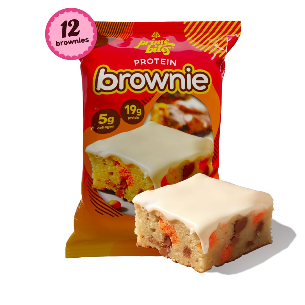 Prime Bites Protein Brownie | High Protein, Collagen Fortified Low Sugar Treat |12 Bars per Box (Buy 1 get 2)