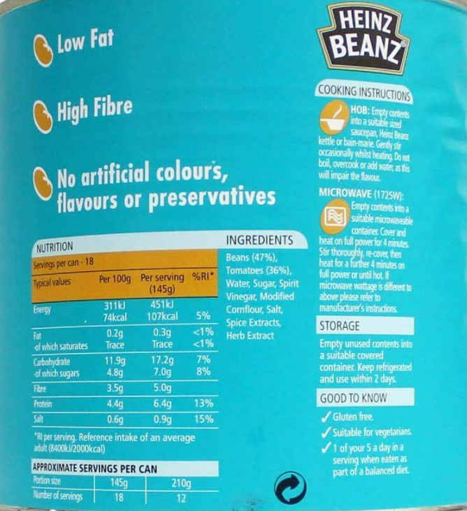 Heinz Baked Beans Pack of 6 Cans x 2.62kg