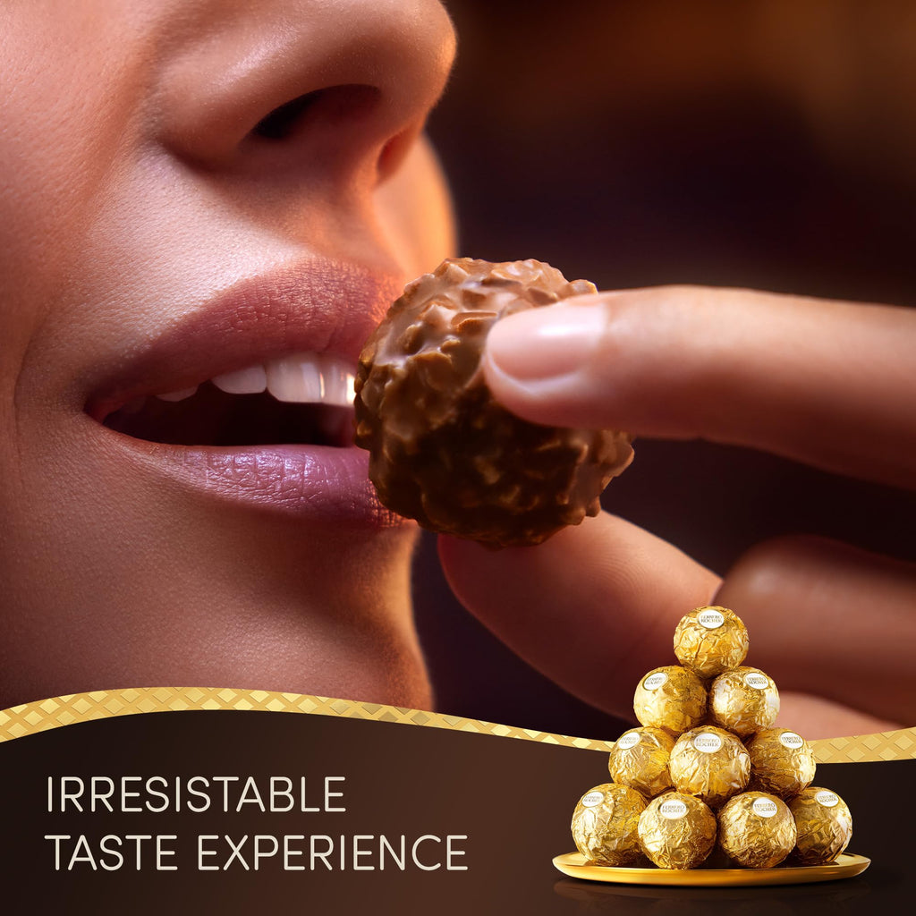 Ferrero Rocher Premium Pralines Milk   Hazelnut Chocolate Gift Boxes, Individually Wrapped Gifts, 12 Packs (62.5g each)