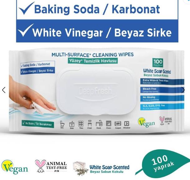 DEEP FRESH White Soap Scented Multi Surface Cleaning Wipes – 12 Packs x 100 Wipes