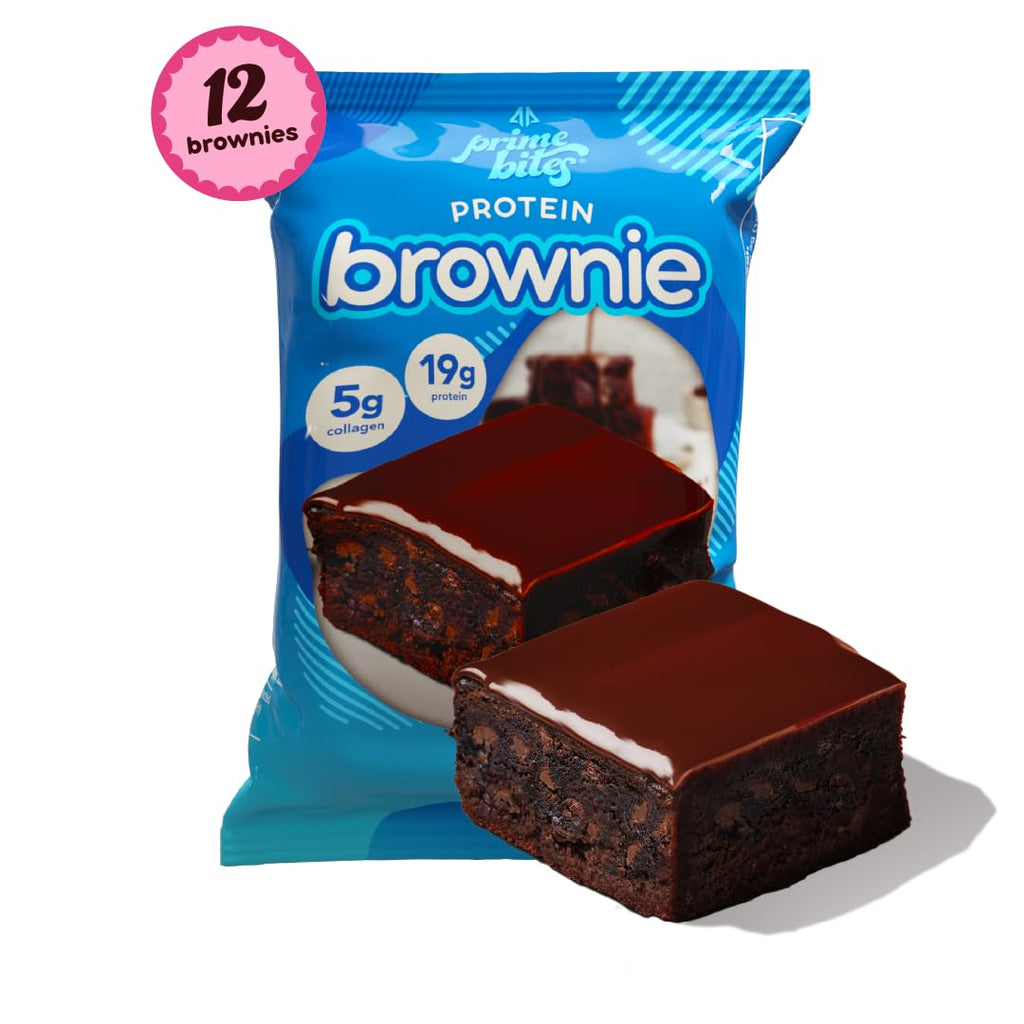 Prime Bites Protein Brownie | High Protein, Collagen Fortified Low Sugar Treat |12 Bars per Box (Buy 1 get 2)