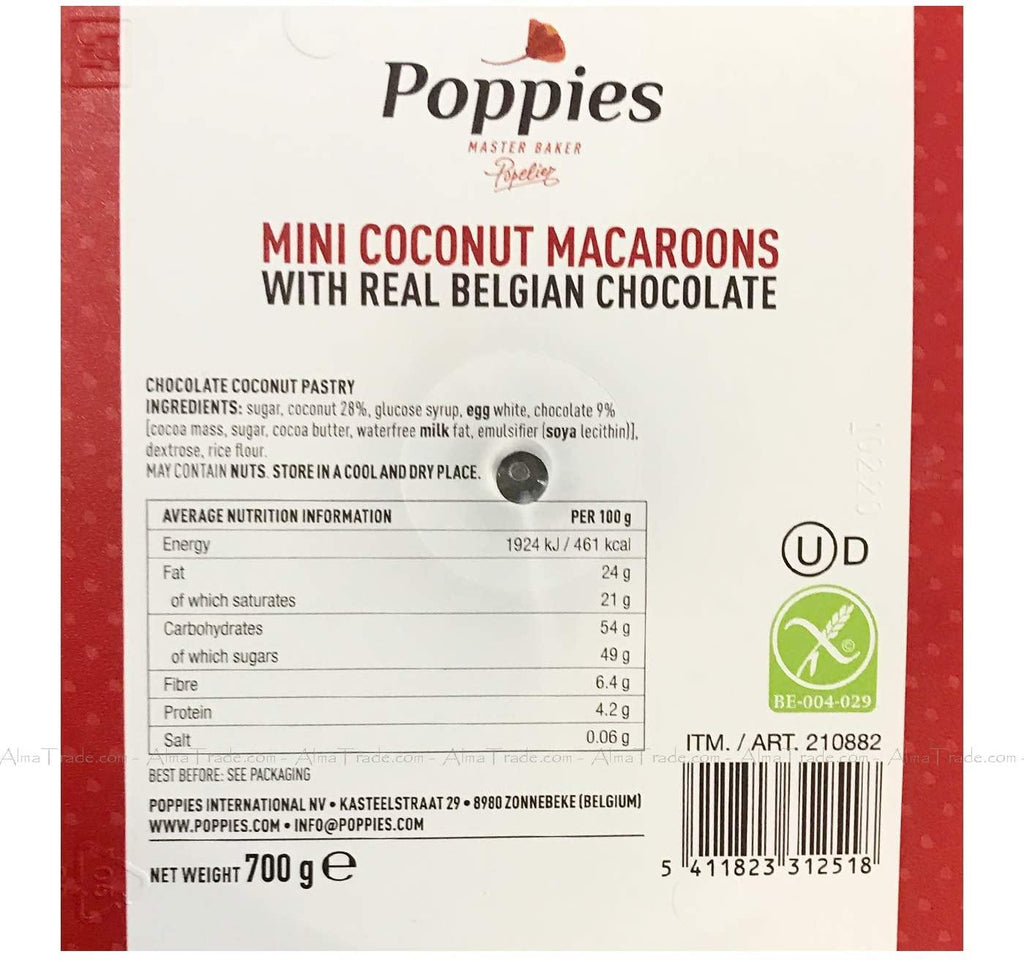 Poppies Master Baker Mini Coconut Macaroons With Belgian Chocolate Pack 700g