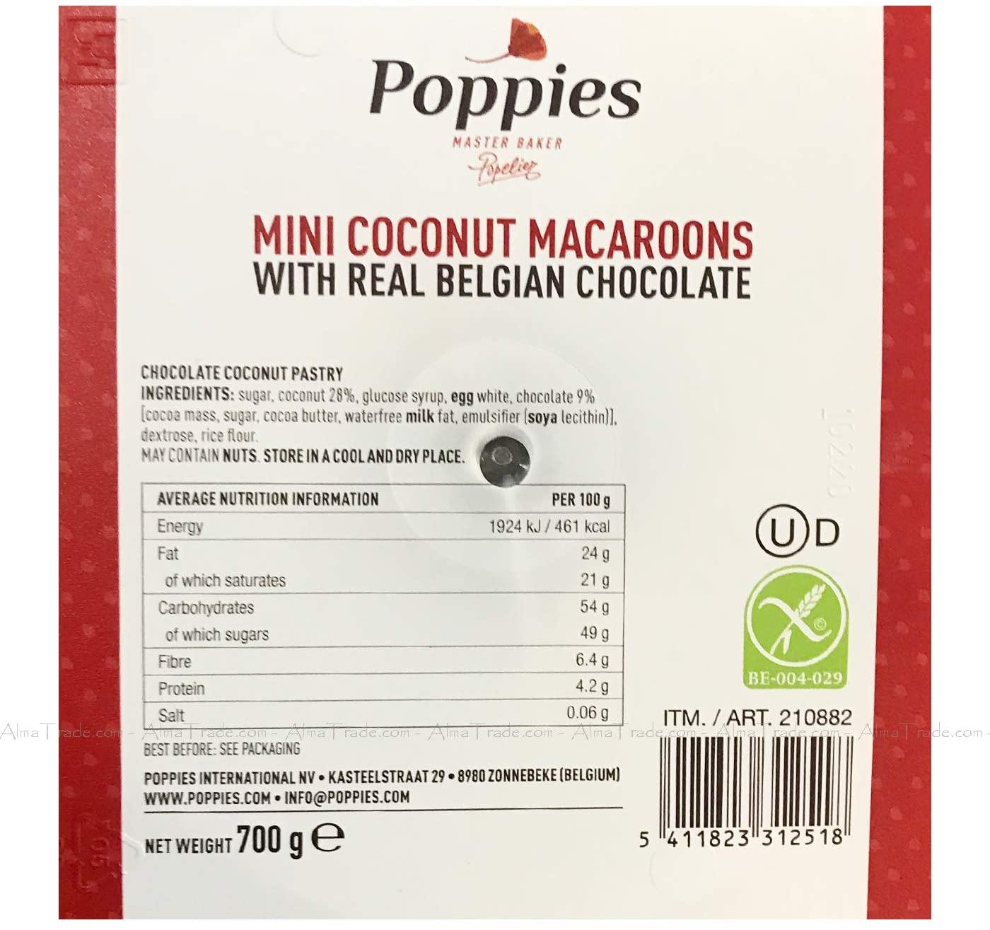 Poppies Master Baker Mini Coconut Macaroons With Belgian Chocolate Pack 700g