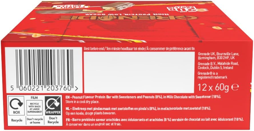Grenade High Protein, Low Sugar Bar -12 x 60 g