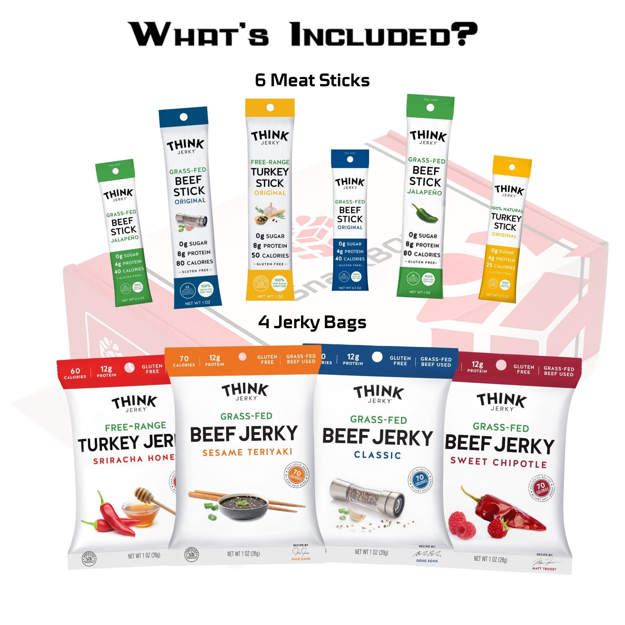 *NEW* Think Jerky Grass Fed Beef Free Range Turkey Jerky Care Package (10 Snacks) | By SnackBOX