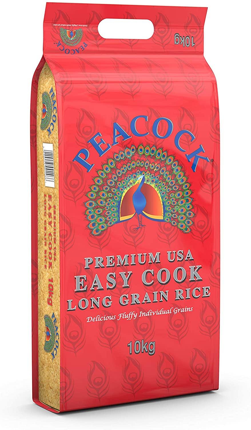 Peacock Premium USA Quick & Easy to Cook Long Delicious Fluffy Grain Rice Pack of 10kg