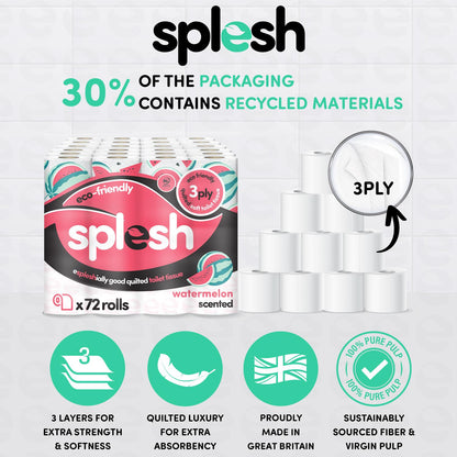 🔥 Splesh Toilet Roll, Soft & Quilted Eco-72 Rolls