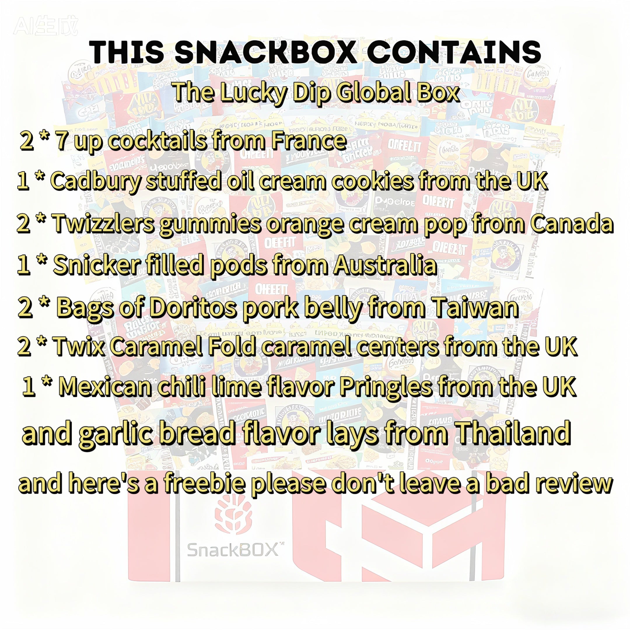 The Lucky Dip Global Box-Snack Box with 11 Snacks from Around the World