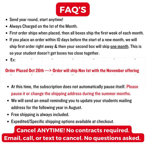 (2025/2026) Monthly College Student SnackBOX Care Package Subscription Program | Snacks Delivered each Month!