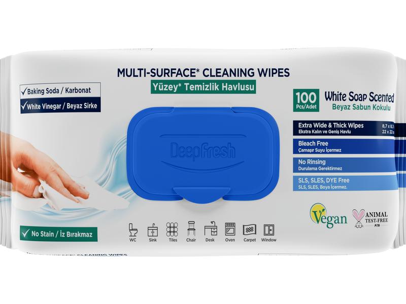 DEEP FRESH White Soap Scented Multi Surface Cleaning Wipes – 12 Packs x 100 Wipes