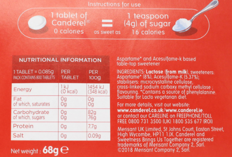 Canderel Low Calorie Sweetener Capsules (Pack of -2×400)