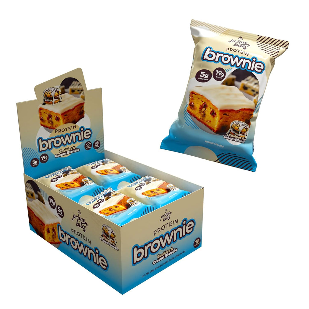 Prime Bites Protein Brownie | High Protein, Collagen Fortified Low Sugar Treat |12 Bars per Box (Buy 1 get 2)