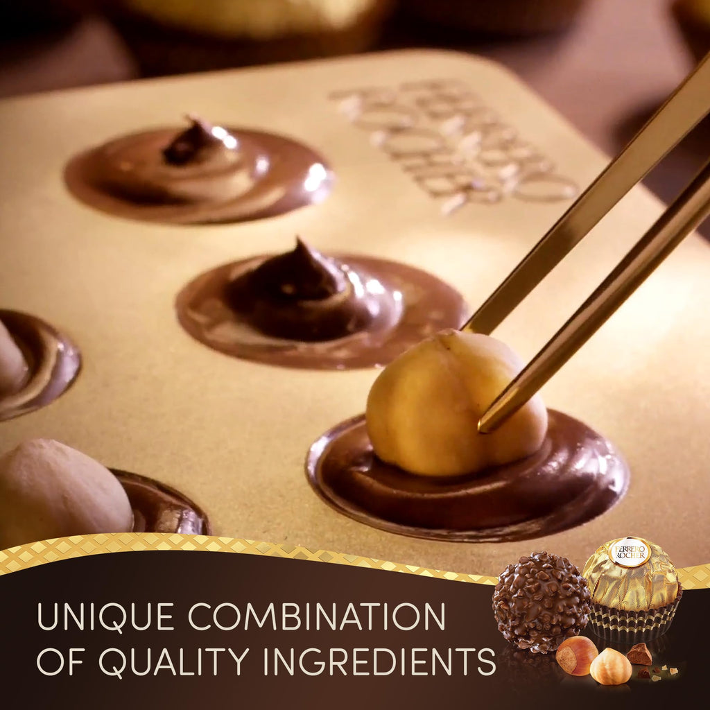 Ferrero Rocher Premium Pralines Milk   Hazelnut Chocolate Gift Boxes, Individually Wrapped Gifts, 12 Packs (62.5g each)