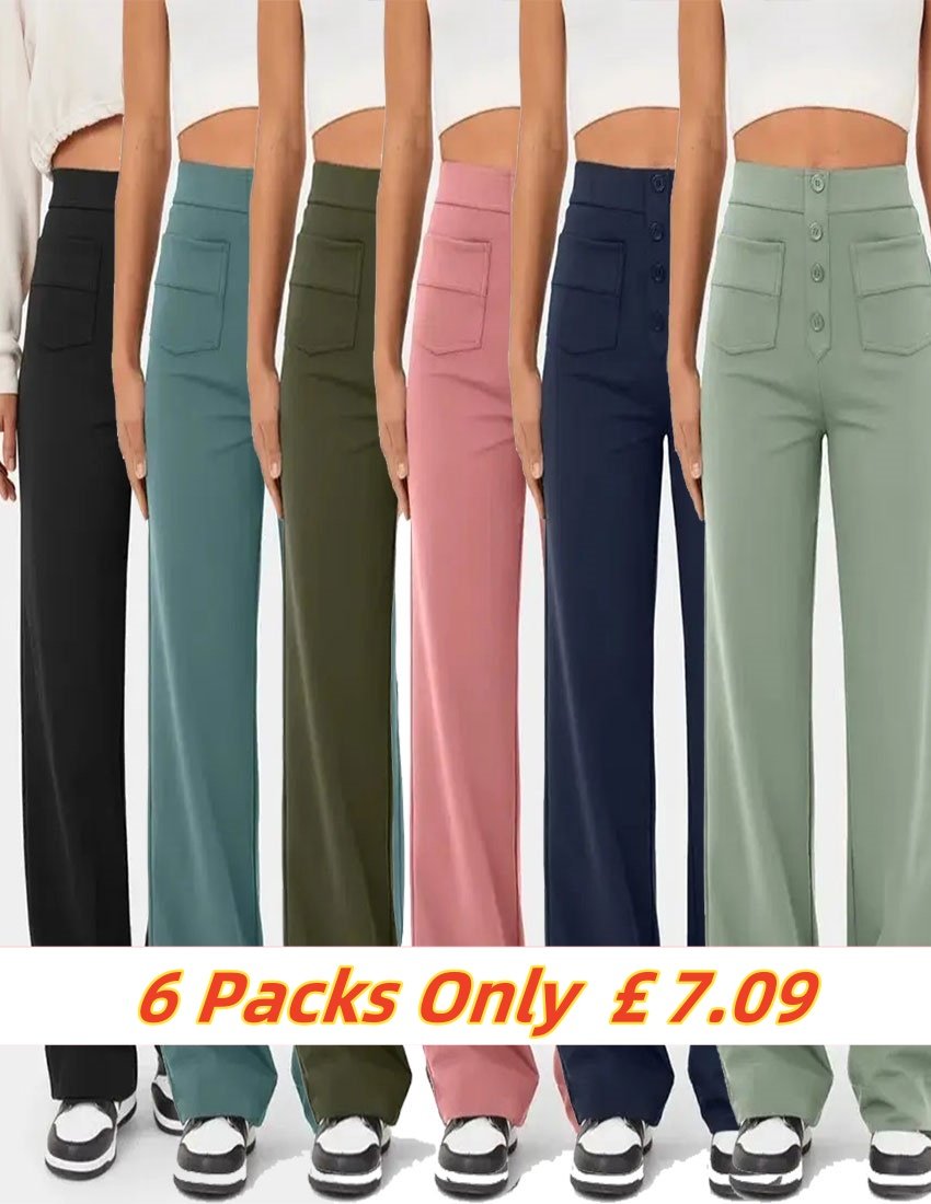 💖Christmas promotion💖High-waisted, button-down, multi-pocket straight-leg casual pants