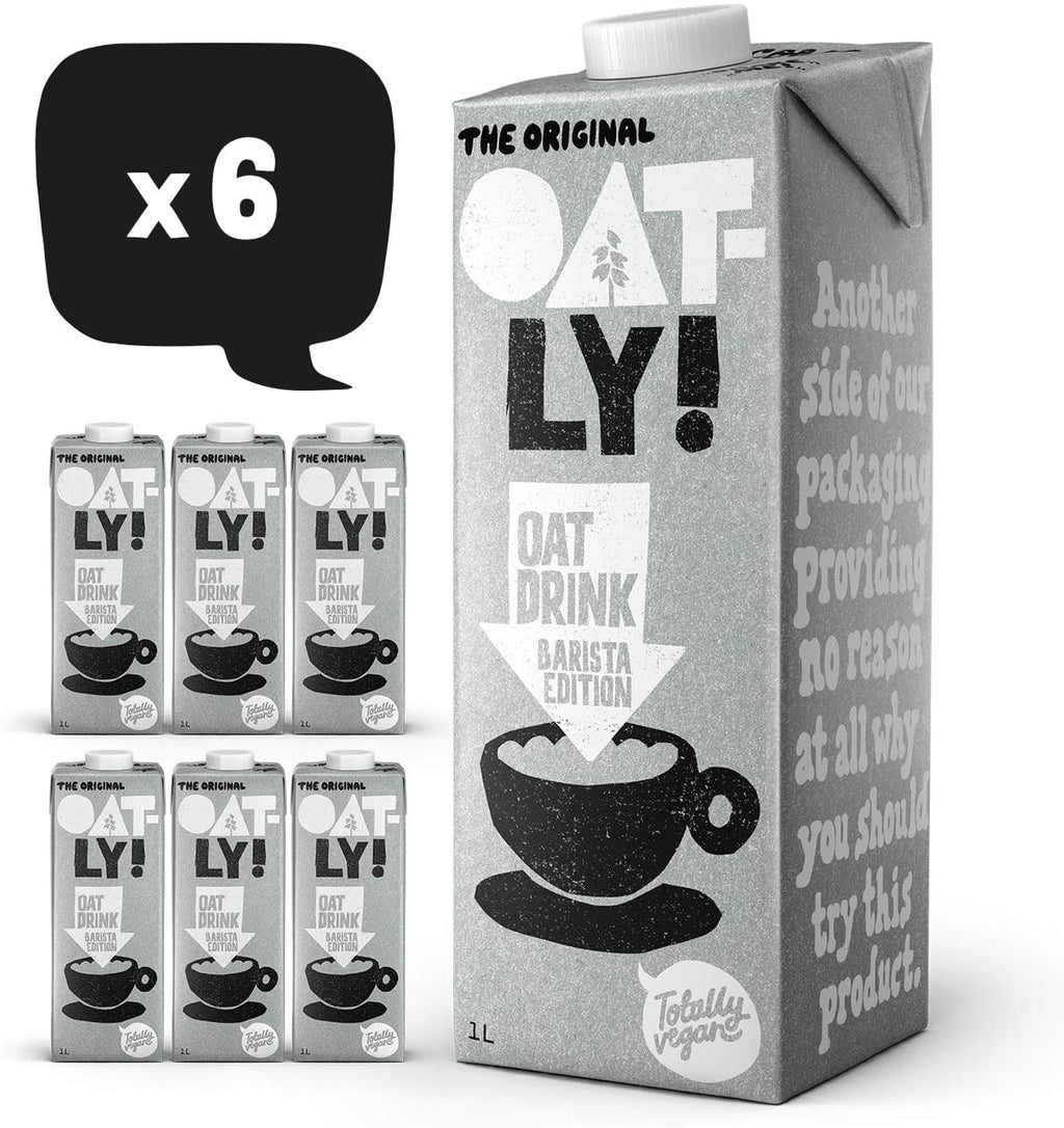 Oatly Oat Drink Barista Edition Long Life Bundle 1 Litre (6 Pack) – Totally Vegan – Dairy Free Oat Milk