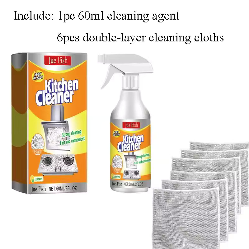 POWERFUL KITCHEN FOAM CLEANFR (60ml *6)  ,Give away 6 pcs of double-layer cleaning cloths and 2 Pair of gloves