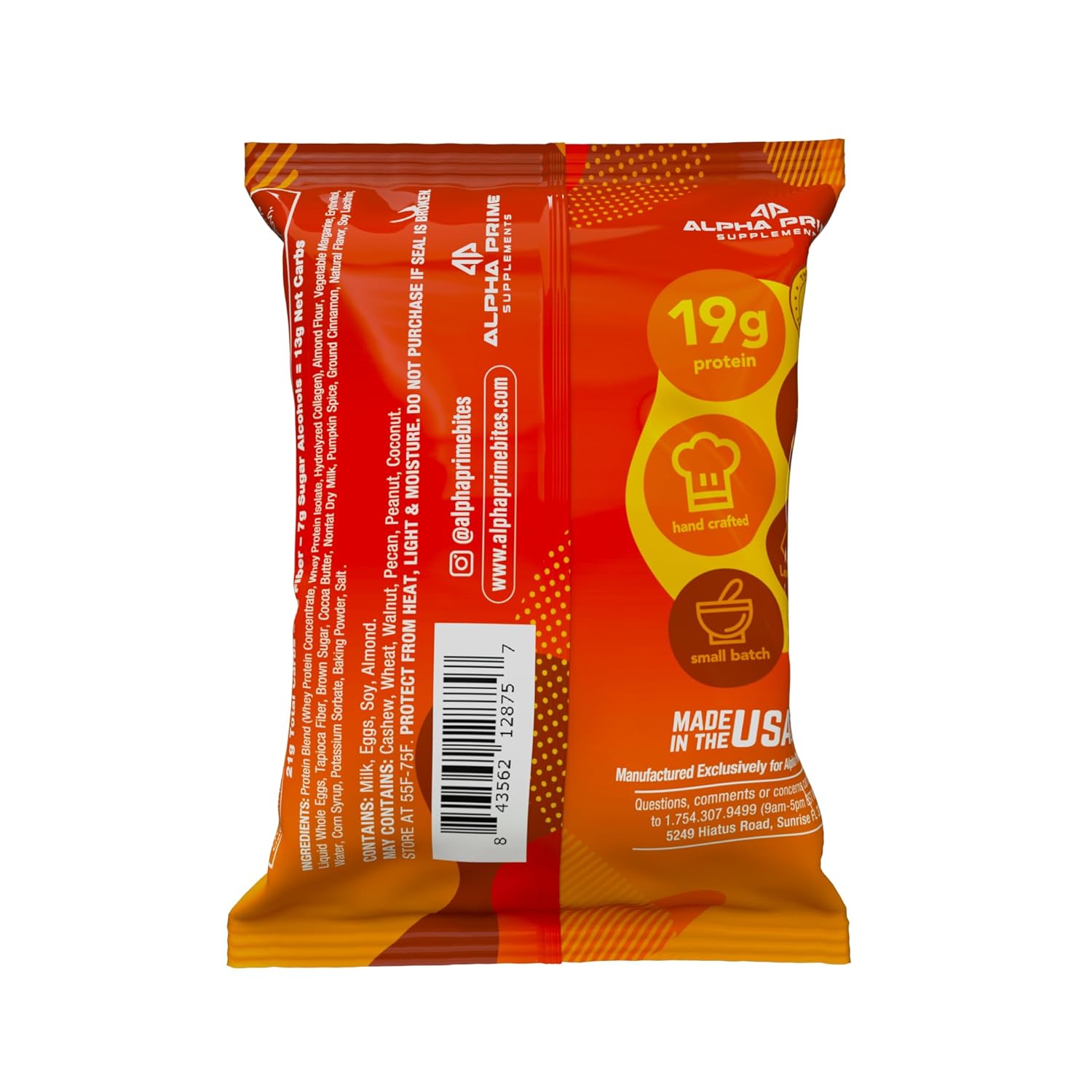 Prime Bites Protein Brownie | High Protein, Collagen Fortified Low Sugar Treat |12 Bars per Box (Buy 1 get 2)